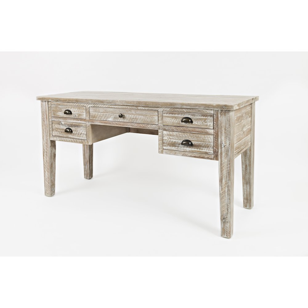 Artisan's Craft Rustic Farmhouse Distressed Solid Wood 5-Drawer Desk. Picture 3