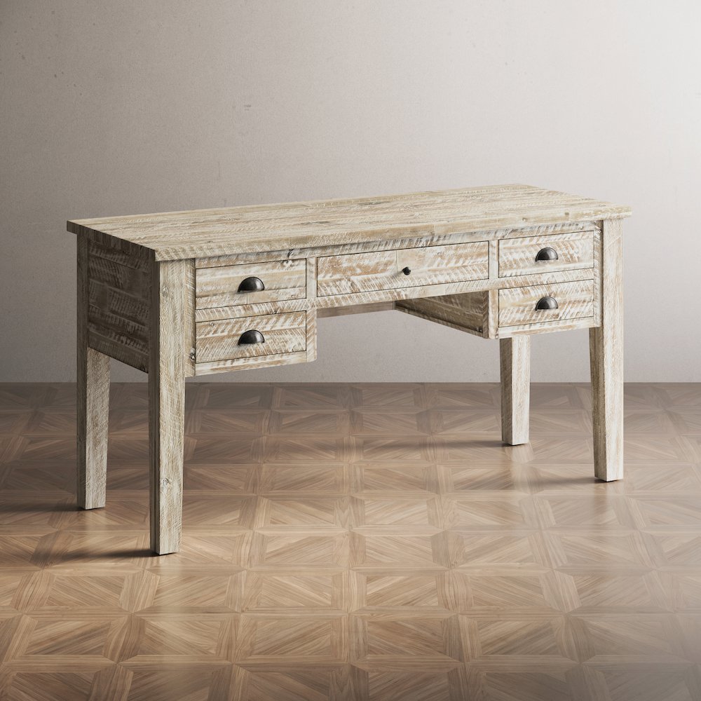 Artisan's Craft Rustic Farmhouse Distressed Solid Wood 5-Drawer Desk. Picture 12