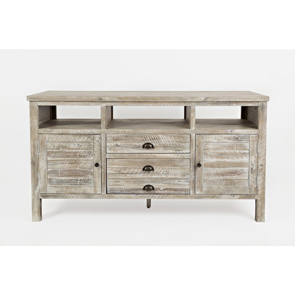 60" Rustic Farmhouse Solid Wood Distressed Media Console TV Stand. Picture 1