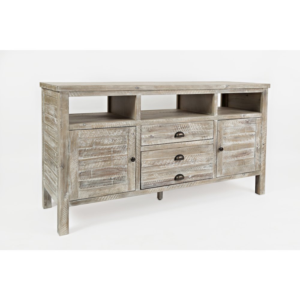 60" Rustic Farmhouse Solid Wood Distressed Media Console TV Stand. Picture 3
