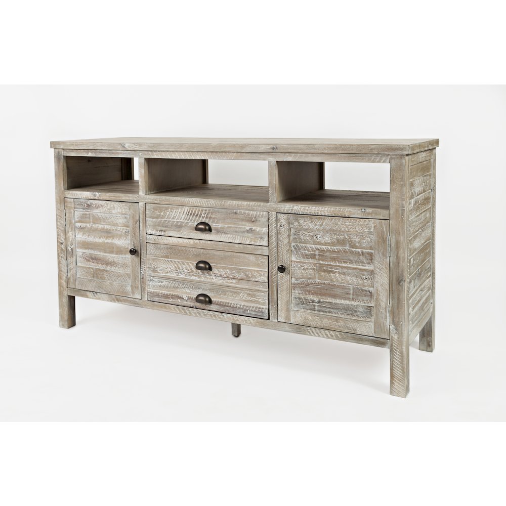 60" Rustic Farmhouse Solid Wood Distressed Media Console TV Stand. Picture 2