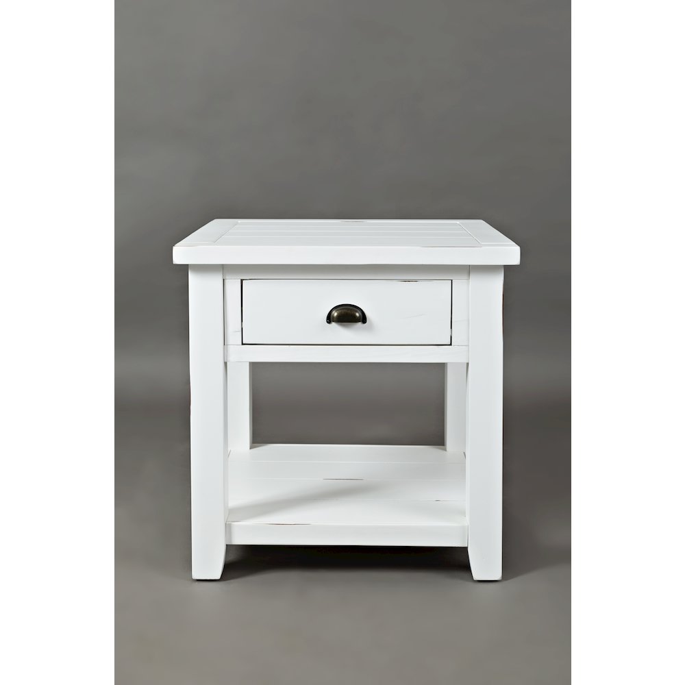 Artisan's Craft Rustic Farmhouse Distressed Acacia End Table. Picture 1