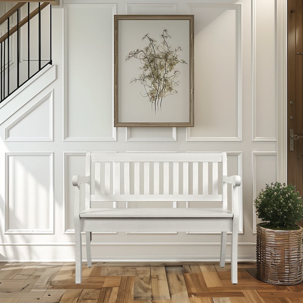 Artisan's Craft 42" Rustic Farmhouse Distressed Solid Wood Storage Bench. Picture 7