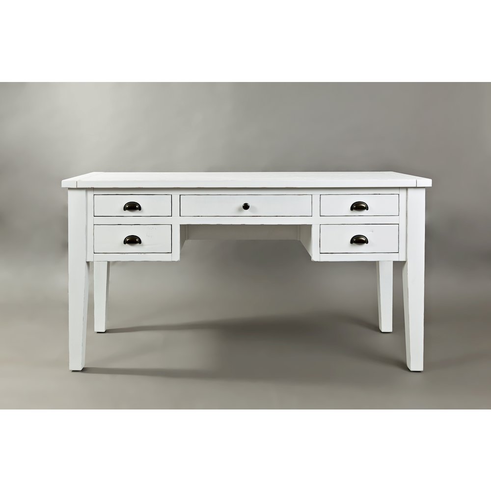 Artisan's Craft Rustic Farmhouse Distressed Solid Wood 5-Drawer Desk. Picture 1