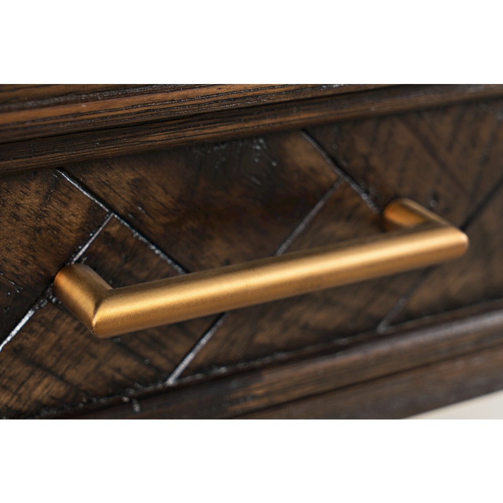 Gramercy Mid-Century Modern Chevron Three Drawer USB Charging Desk. Picture 5