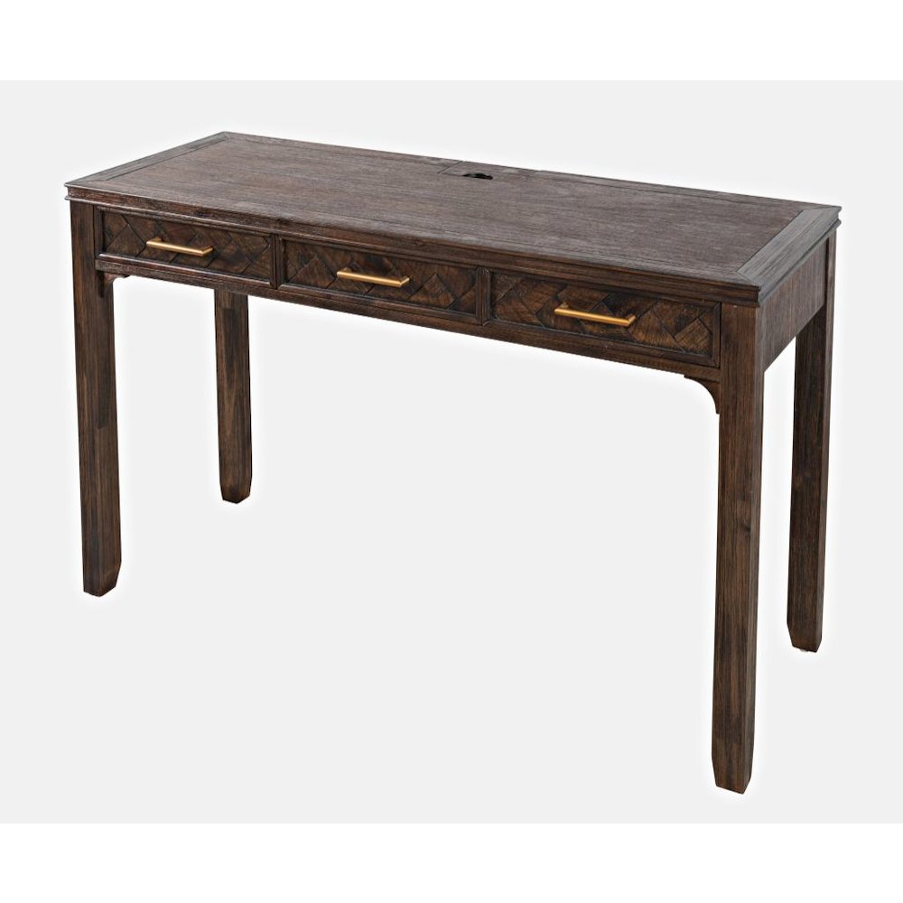 Gramercy Mid-Century Modern Chevron Three Drawer USB Charging Desk. Picture 3