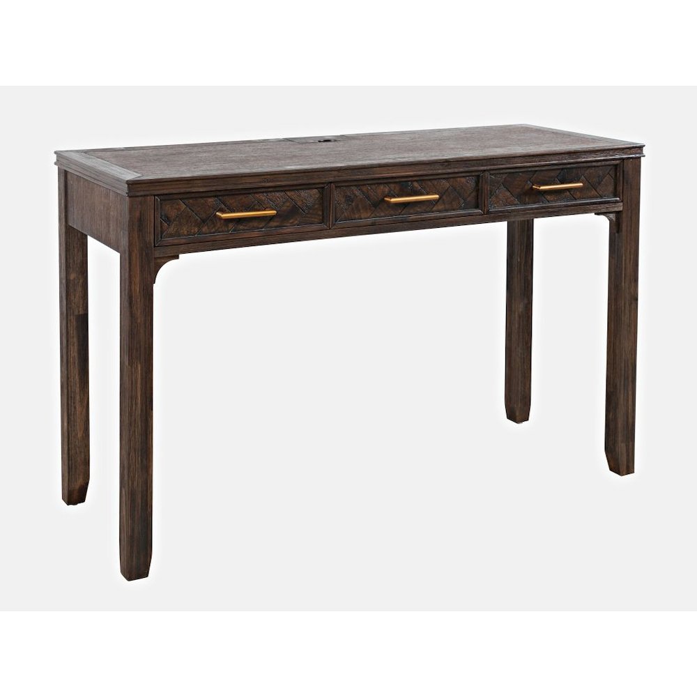 Gramercy Mid-Century Modern Chevron Three Drawer USB Charging Desk. Picture 2