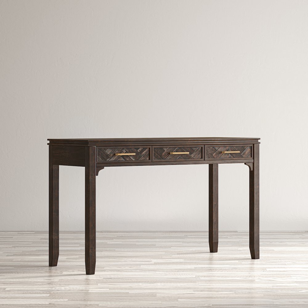 Gramercy Mid-Century Modern Chevron Three Drawer USB Charging Desk. Picture 11