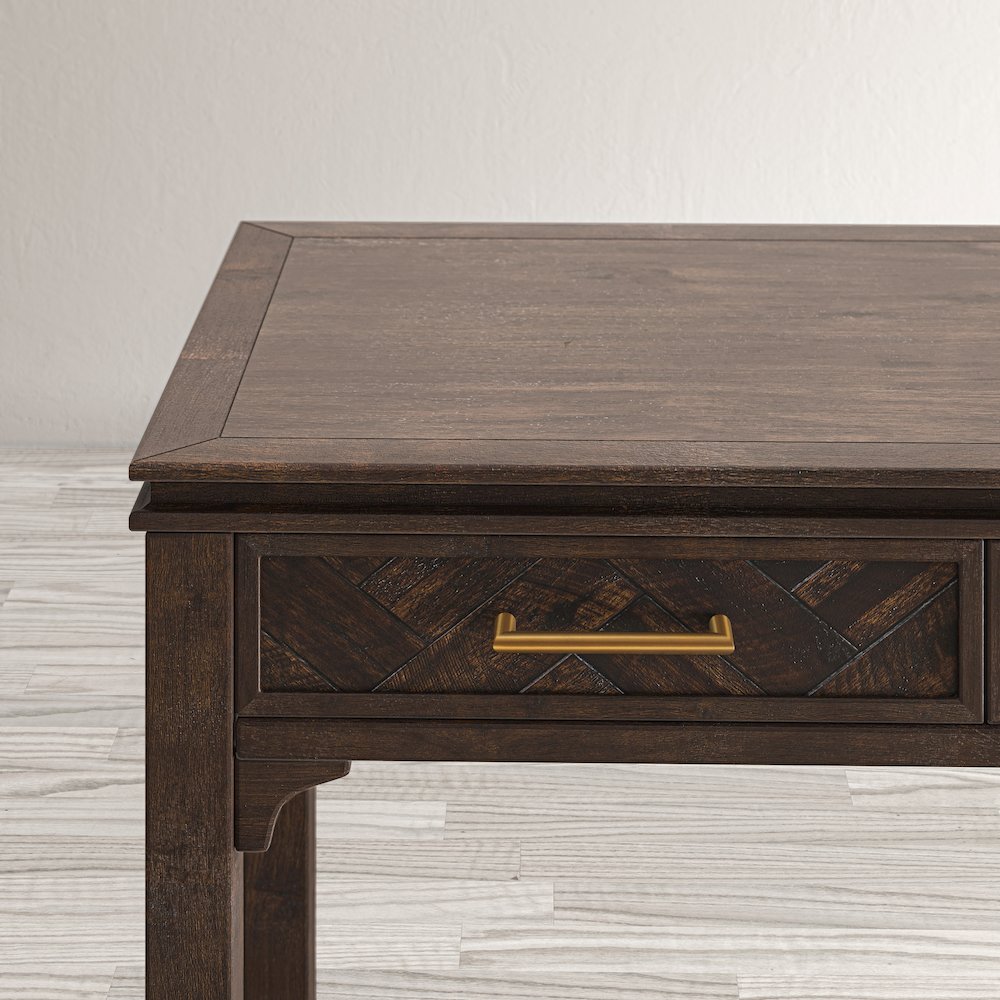 Gramercy Mid-Century Modern Chevron Three Drawer USB Charging Desk. Picture 12