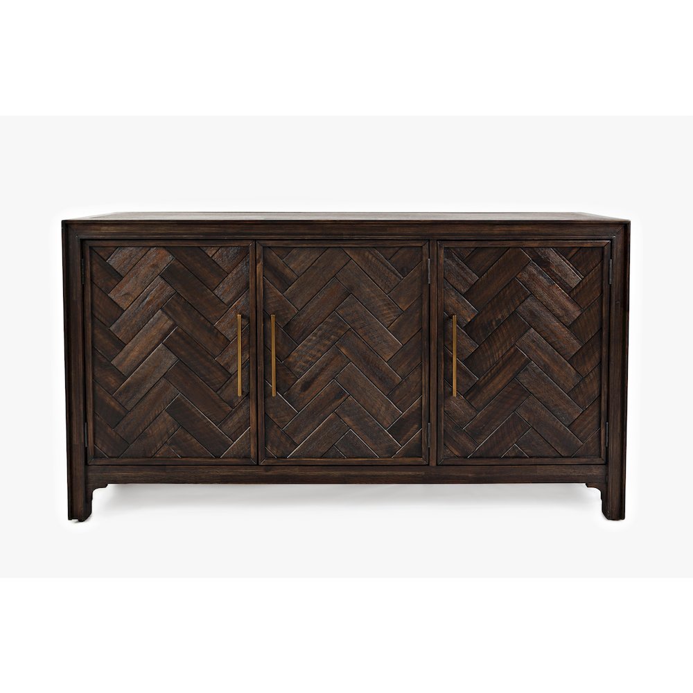 Gramercy Mid-Century Modern Chevron Three Door 60" Accent Cabinet. Picture 1
