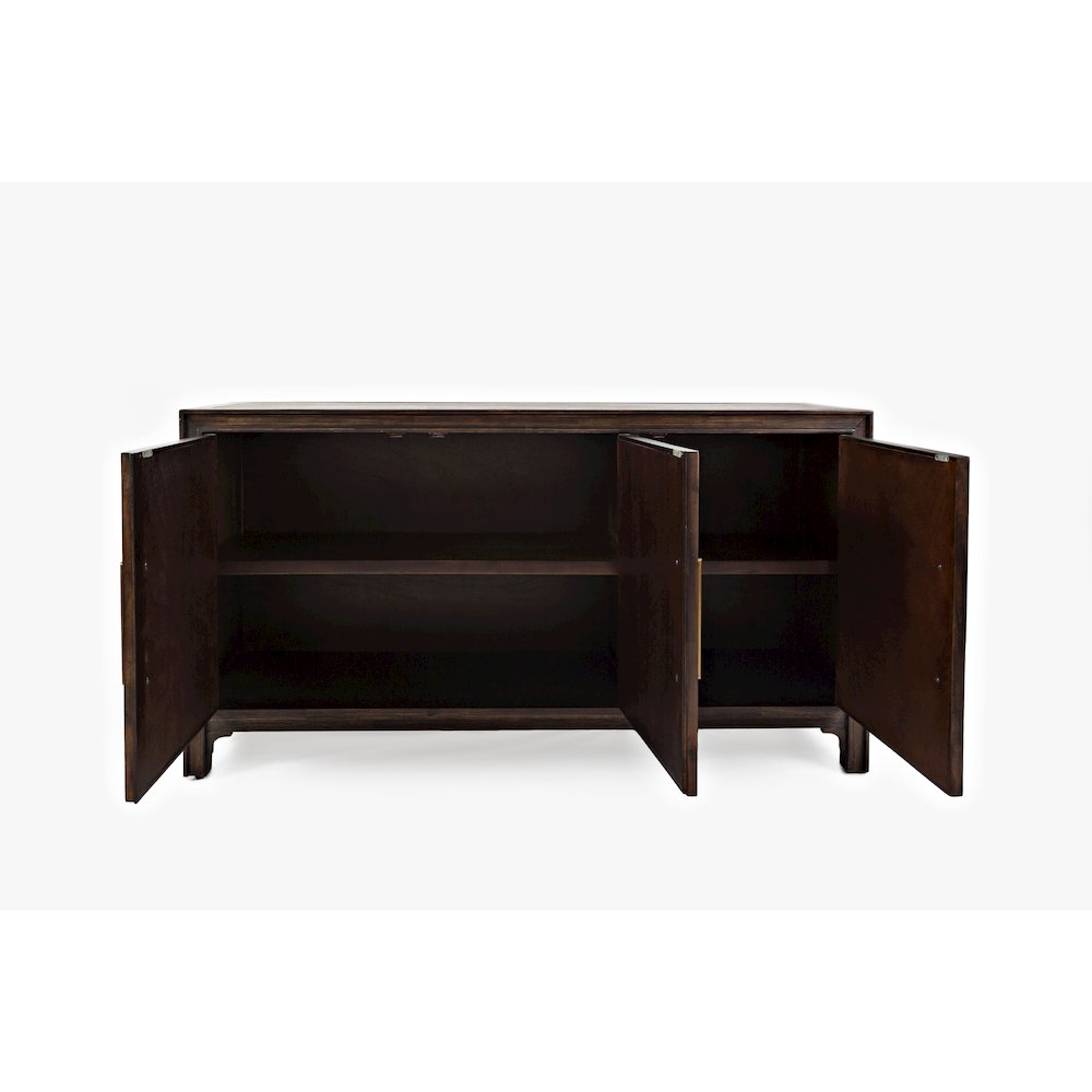 Gramercy Mid-Century Modern Chevron Three Door 60" Accent Cabinet. Picture 6