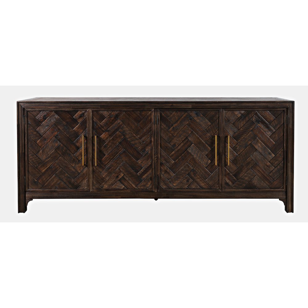 Gramercy Mid-Century Modern Chevron Four Door 79" Accent Cabinet. Picture 1