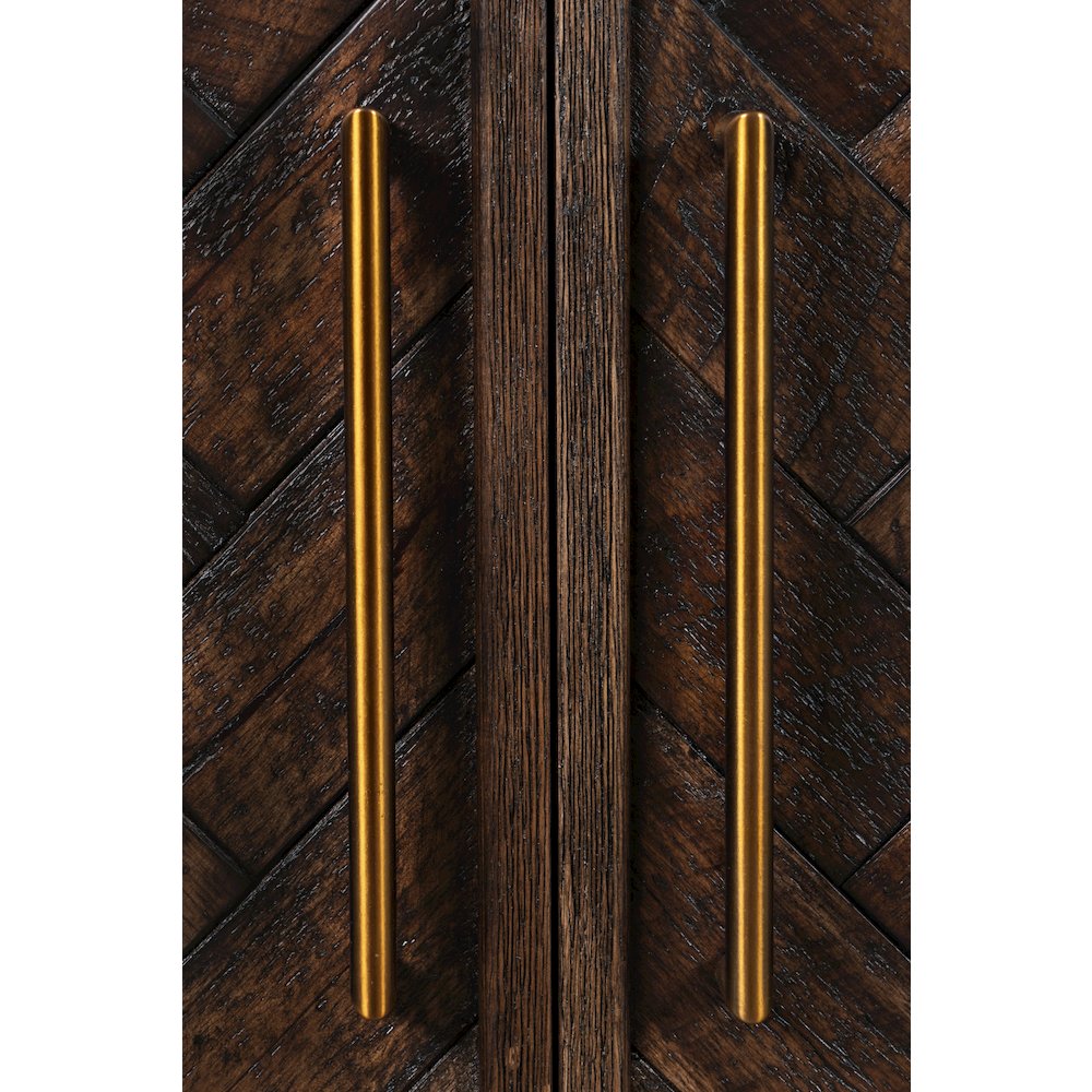Gramercy Mid-Century Modern Chevron Four Door 79" Accent Cabinet. Picture 5