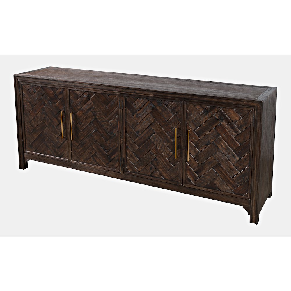 Gramercy Mid-Century Modern Chevron Four Door 79" Accent Cabinet. Picture 3