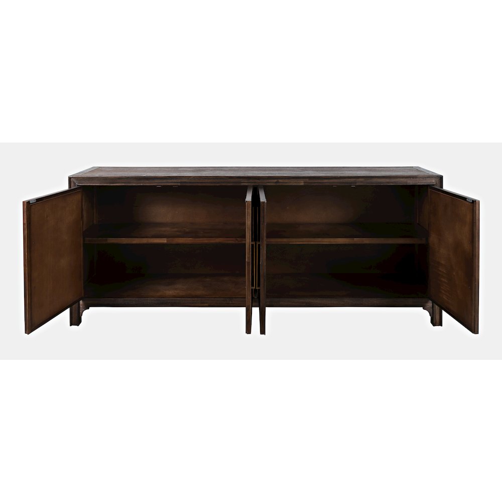 Gramercy Mid-Century Modern Chevron Four Door 79" Accent Cabinet. Picture 6