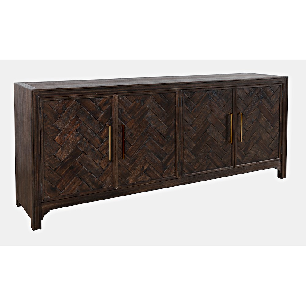 Gramercy Mid-Century Modern Chevron Four Door 79" Accent Cabinet. Picture 2