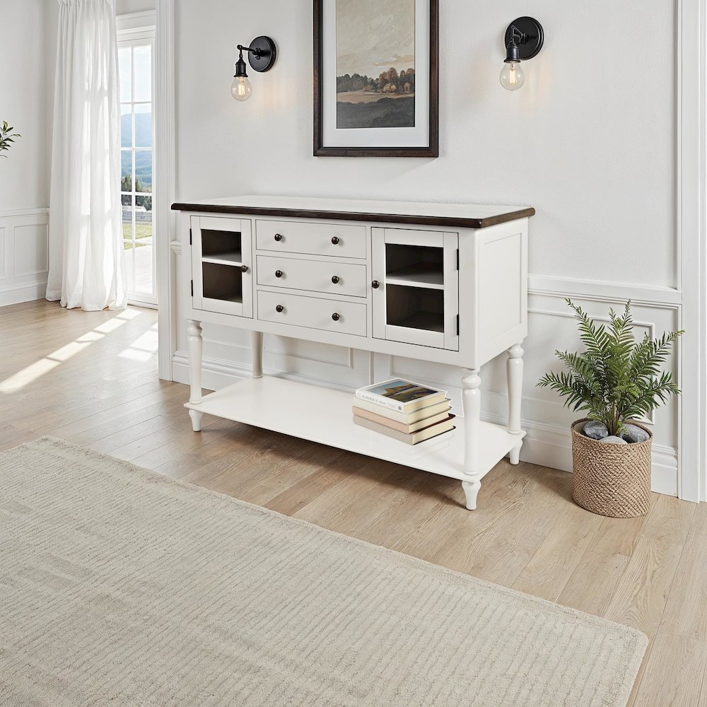 Orchard Park Farmhouse Solid Rubberwood Storage Cabinet Server. Picture 8