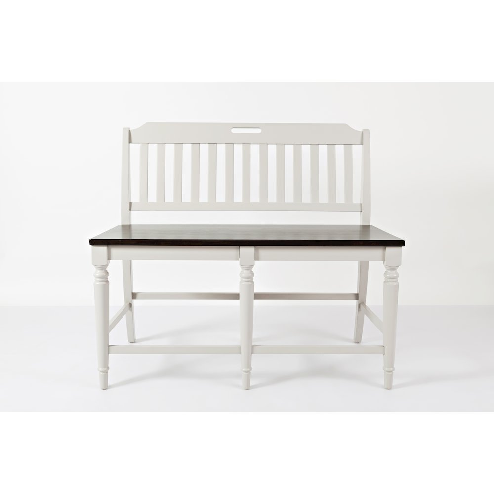 Orchard Park Farmhouse Solid Rubberwood 48" Slatback Counter Height Bench. Picture 1