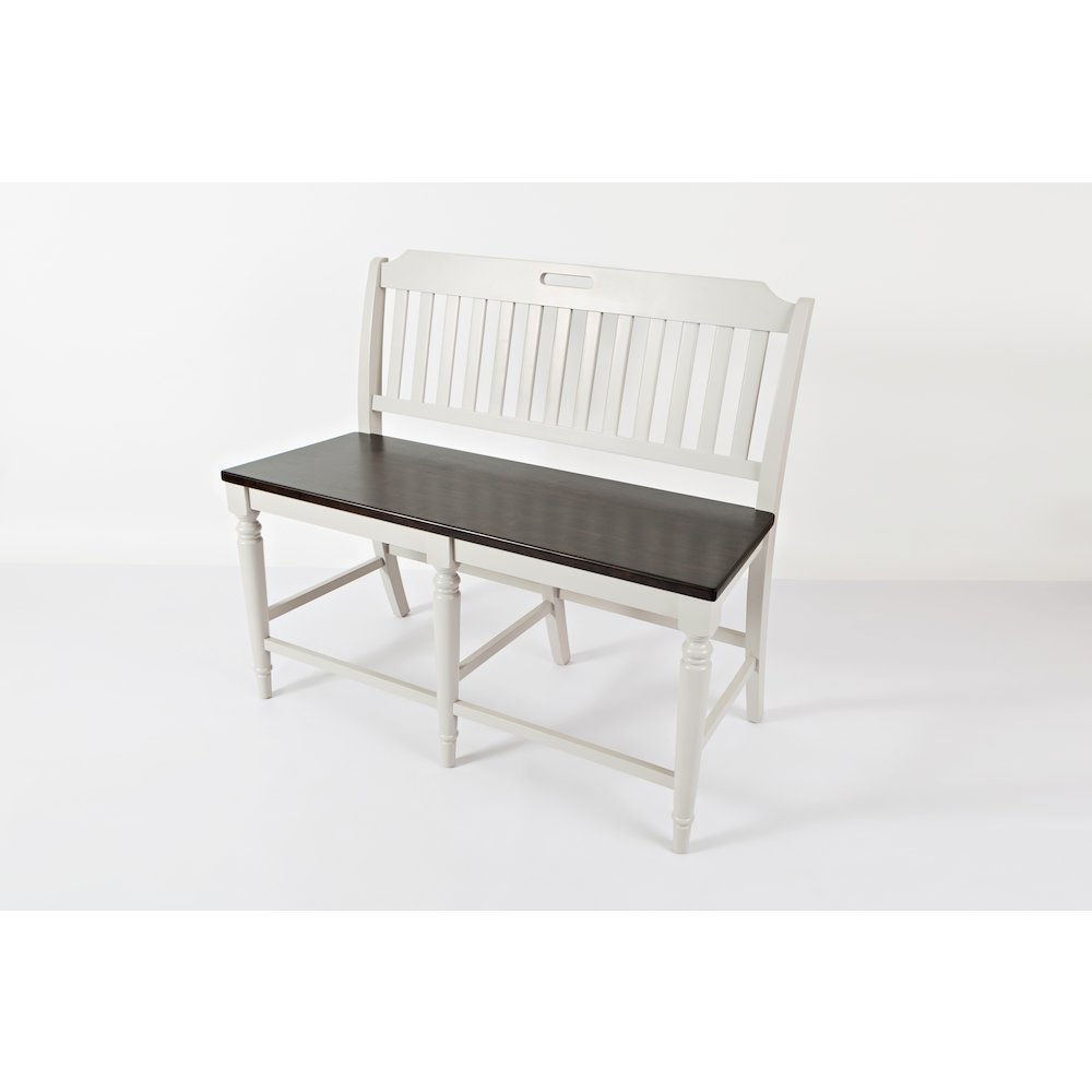 Orchard Park Farmhouse Solid Rubberwood 48" Slatback Counter Height Bench. Picture 2