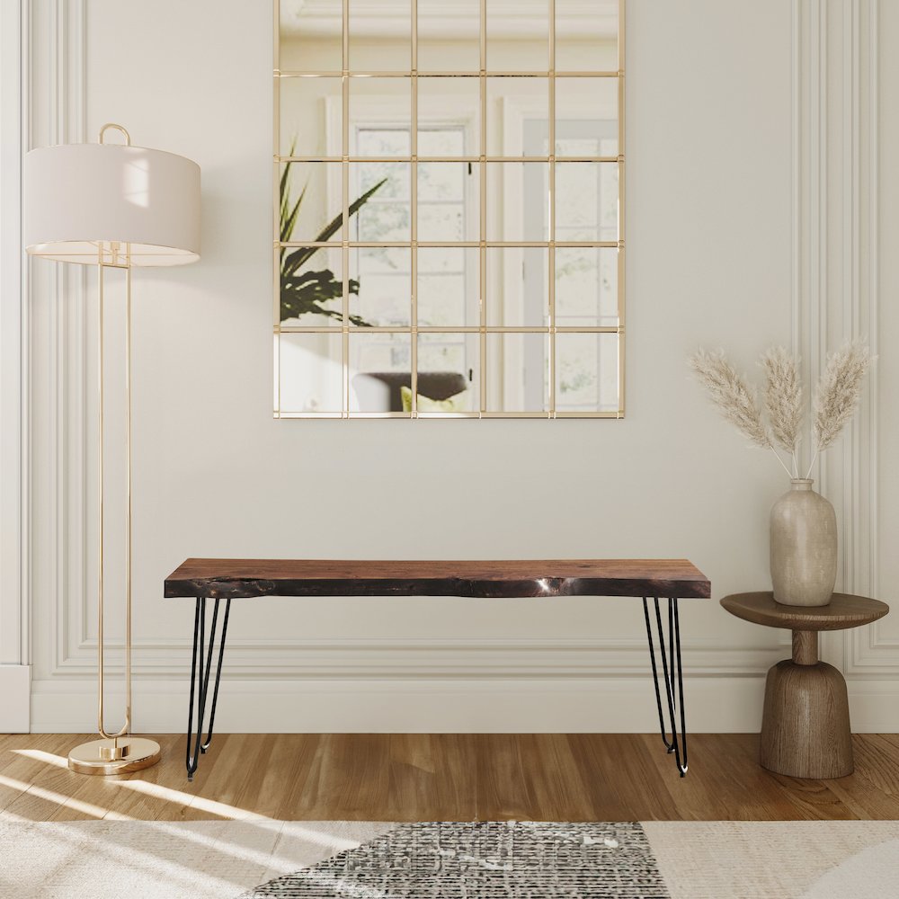 Nature's Edge 48'' Modern Solid Wood Live Edge Bench. Picture 7