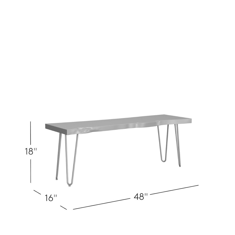 Nature's Edge 48'' Modern Solid Wood Live Edge Bench. Picture 6