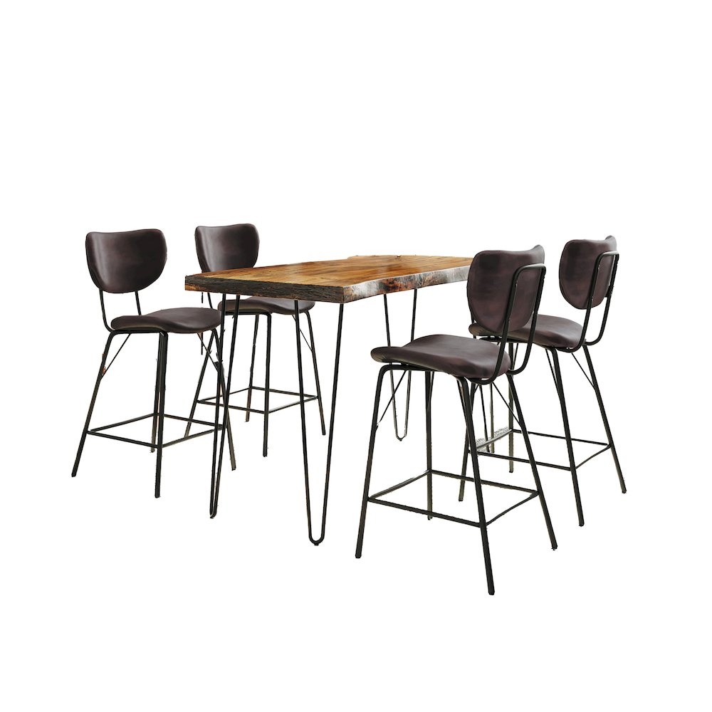 Solid Acacia Five Piece Counter Height Dining Set. Picture 2