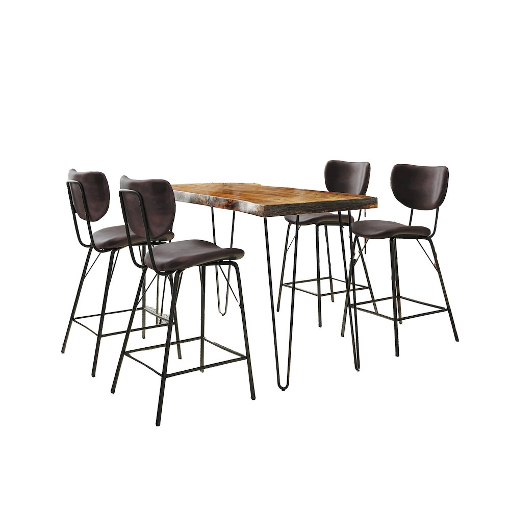 Solid Acacia Five Piece Counter Height Dining Set. Picture 1