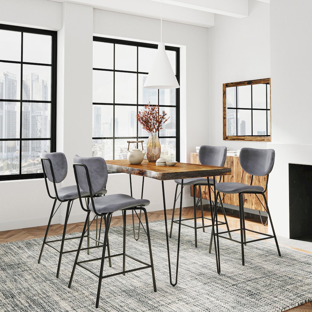 Solid Acacia Five Piece Counter Height Dining Set. Picture 9