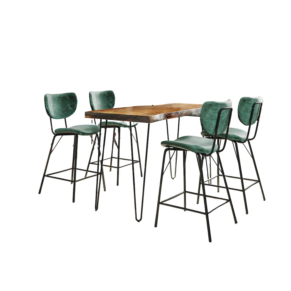 Solid Acacia Five Piece Counter Height Dining Set. Picture 2
