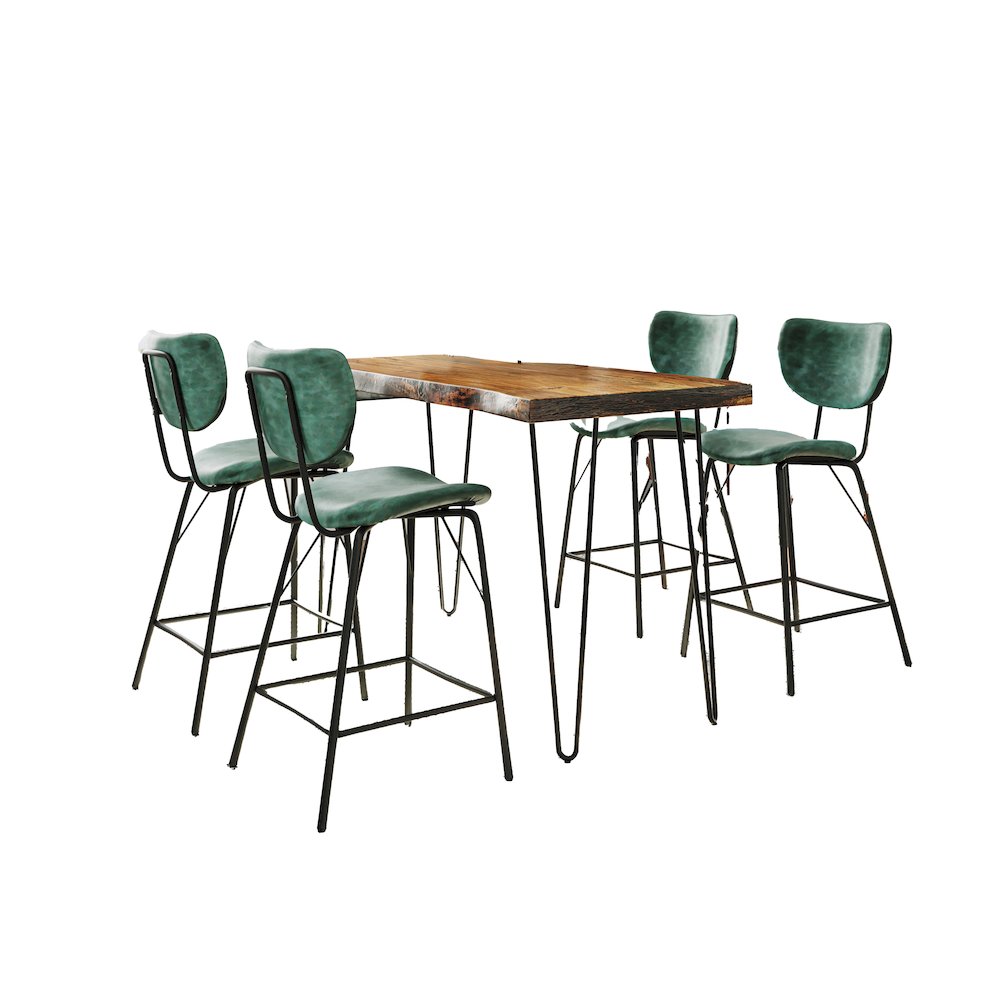 Solid Acacia Five Piece Counter Height Dining Set. Picture 1