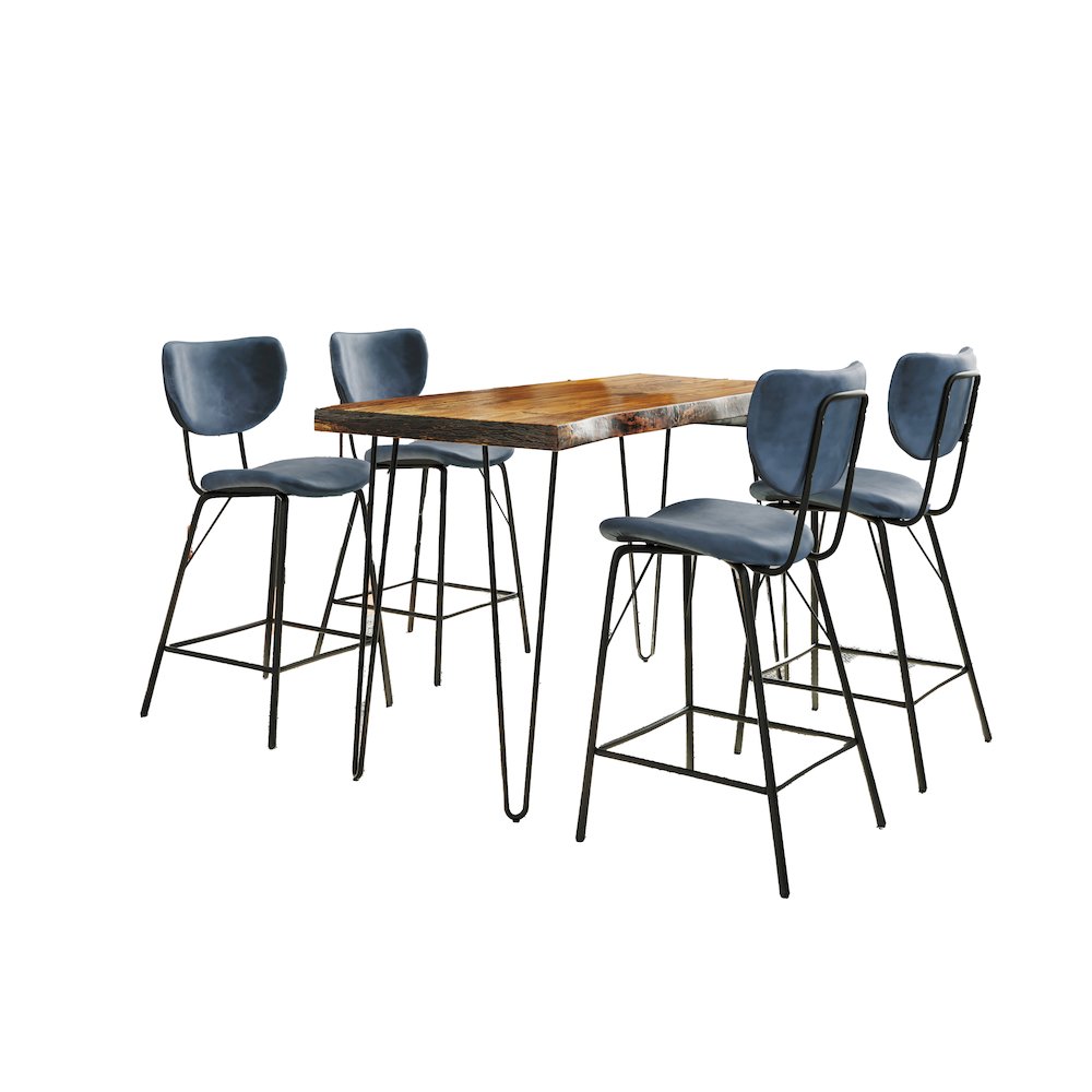 Solid Acacia Five Piece Counter Height Dining Set. Picture 2