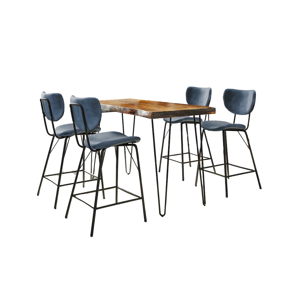 Solid Acacia Five Piece Counter Height Dining Set. Picture 1