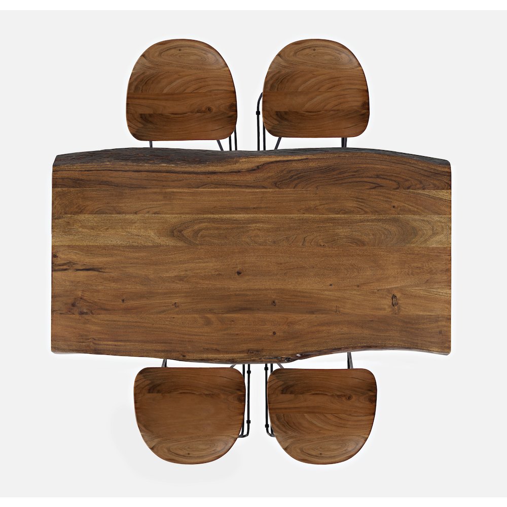 Solid Acacia 52" Five-Piece Counter Height Dining Set with Backless Barstools. Picture 7