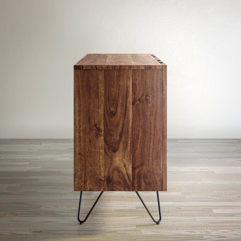 Nature's Edge Solid Acacia 54-Inch Modern Server Storage Cabinet. Picture 5