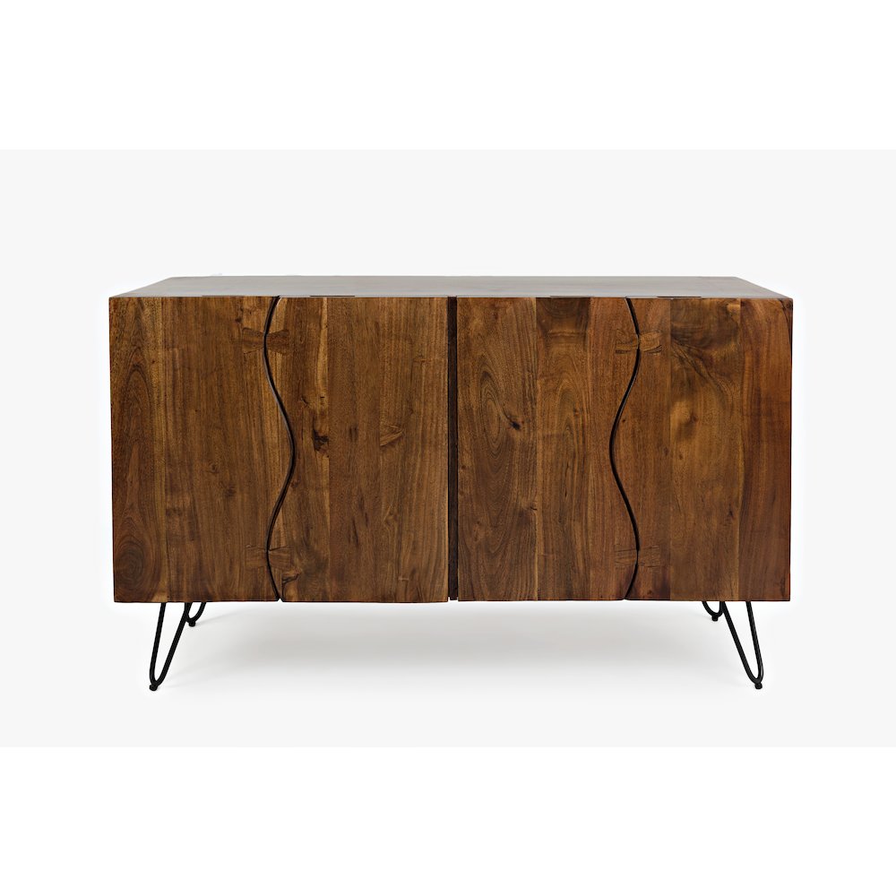 Nature's Edge Solid Acacia 54-Inch Modern Server Storage Cabinet. Picture 1