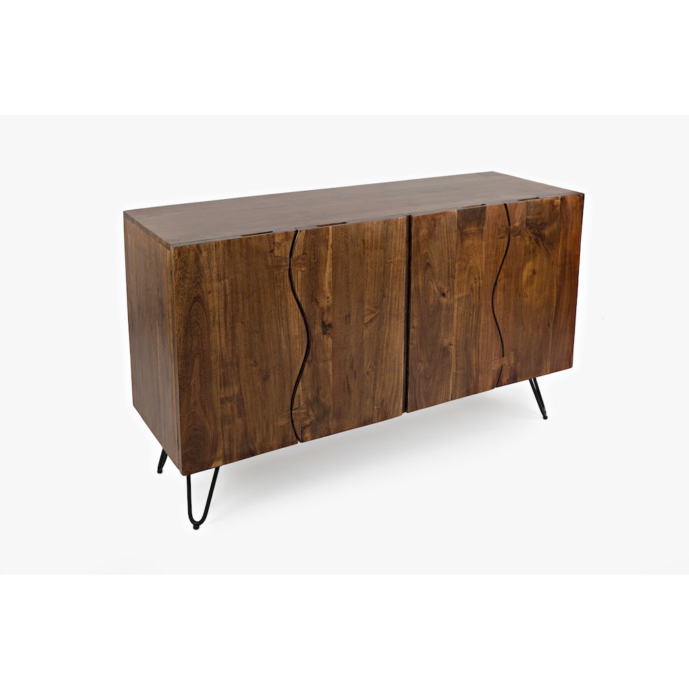 Nature's Edge Solid Acacia 54-Inch Modern Server Storage Cabinet. Picture 3