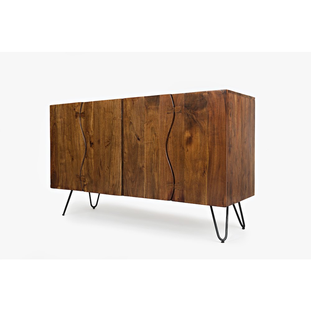 Nature's Edge Solid Acacia 54-Inch Modern Server Storage Cabinet. Picture 2