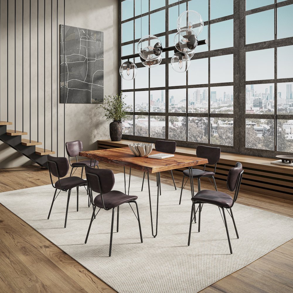 60" Seven Piece Modern Dining Set. Picture 8