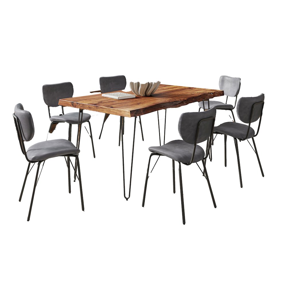 60" Seven Piece Modern Dining Set. Picture 2
