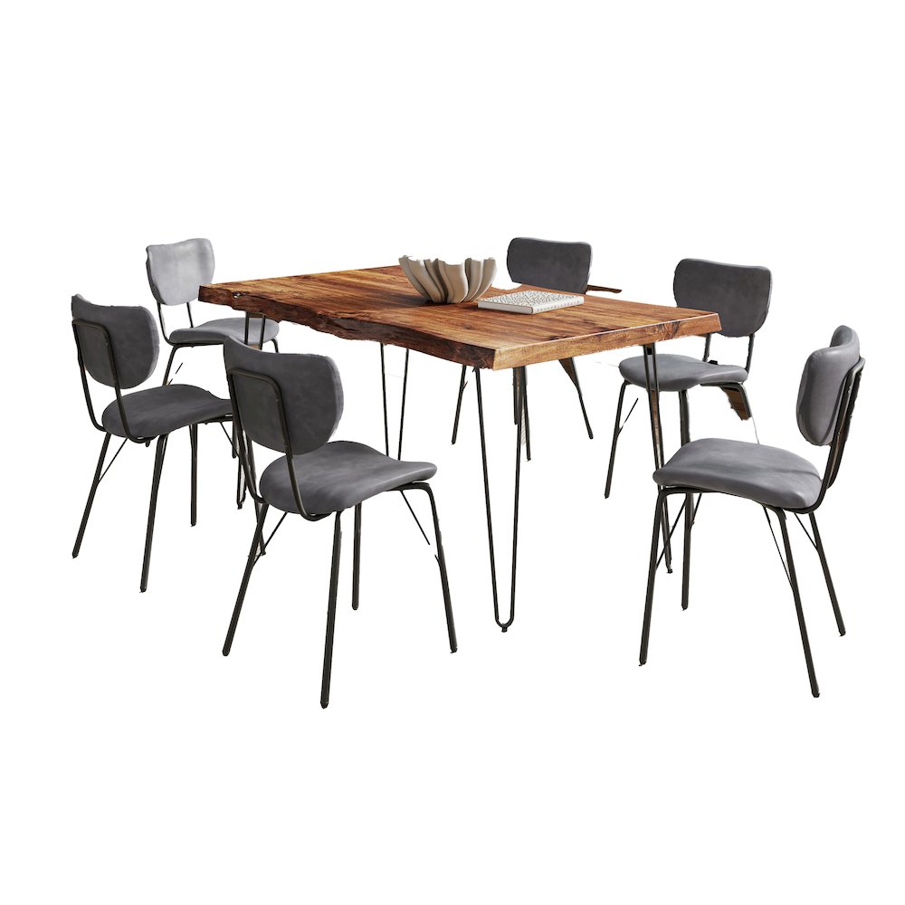 60" Seven Piece Modern Dining Set. Picture 1
