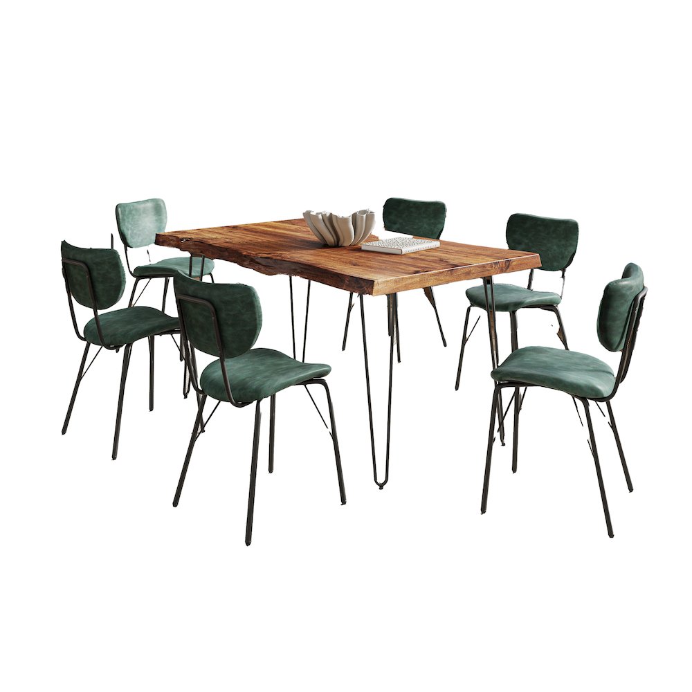 60" Seven Piece Modern Dining Set. Picture 1