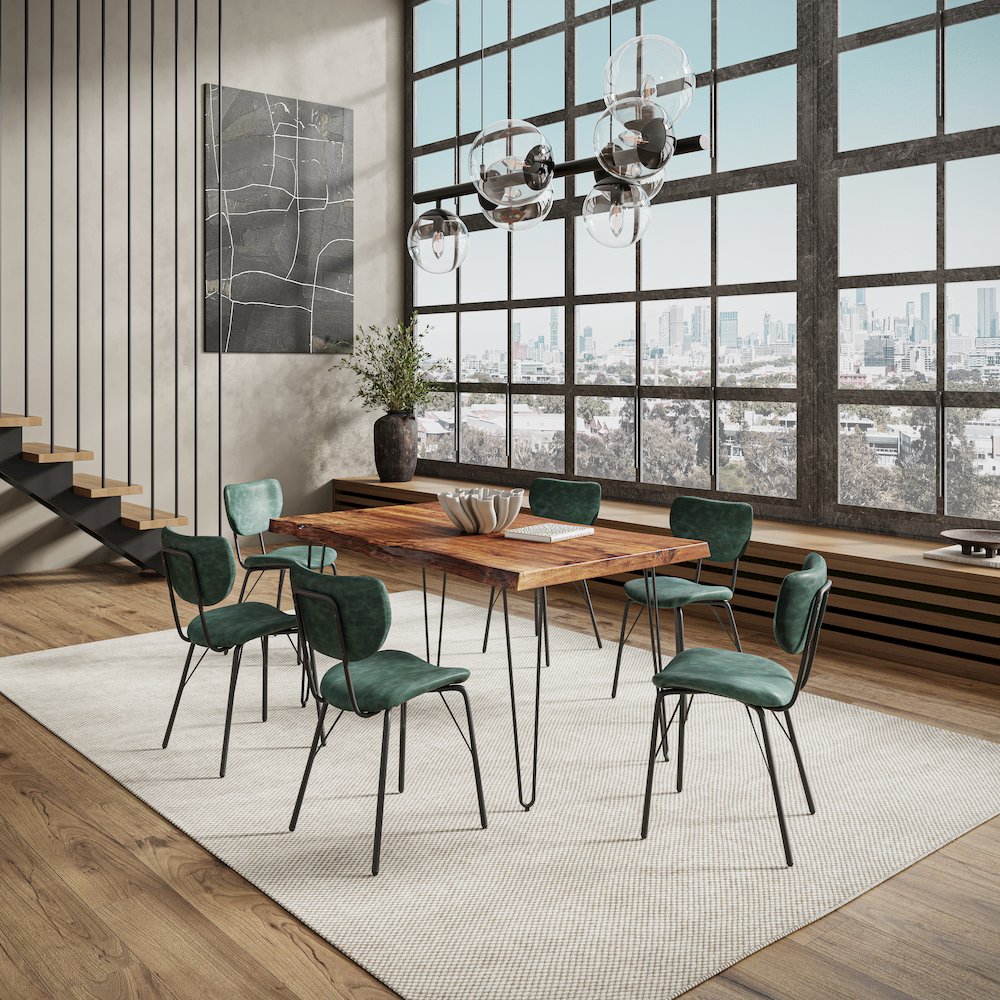 60" Seven Piece Modern Dining Set. Picture 8