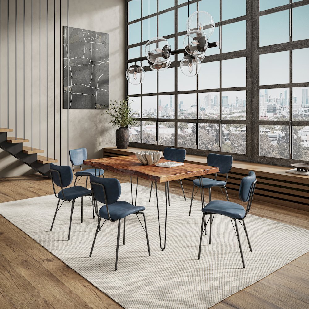 60" Seven Piece Modern Dining Set. Picture 8