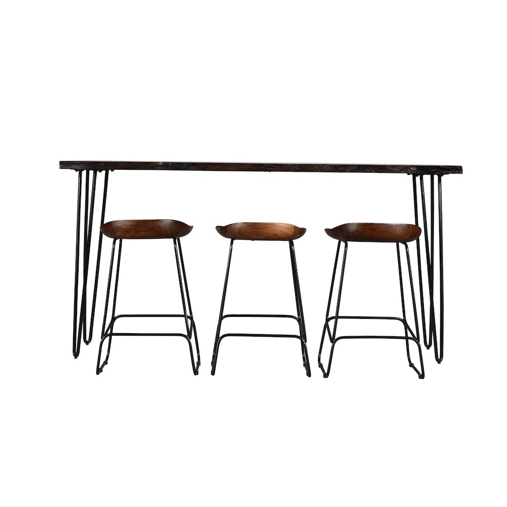 Nature's Edge Solid Acacia Four Piece 72" Counter Height Dining Set. Picture 7