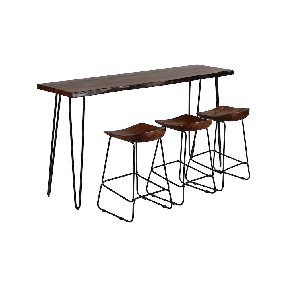 Nature's Edge Solid Acacia Four Piece 72" Counter Height Dining Set. Picture 2
