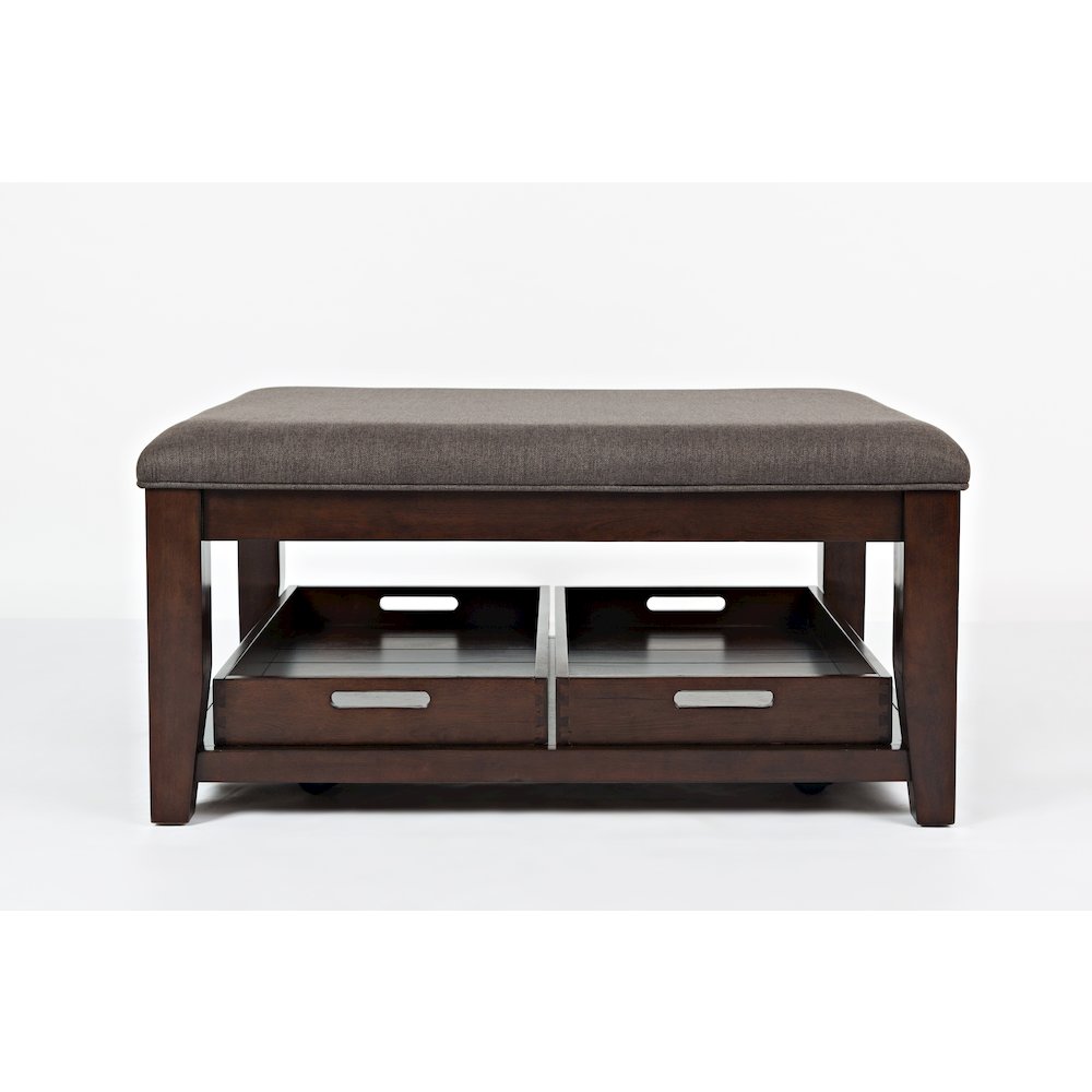 Twin Cities Contemporary Brown 38" Upholstered Ottoman Coffee Table. Picture 1