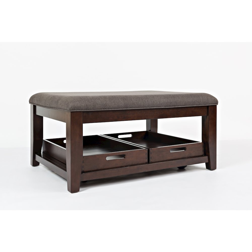 Twin Cities Contemporary Brown 38" Upholstered Ottoman Coffee Table. Picture 3