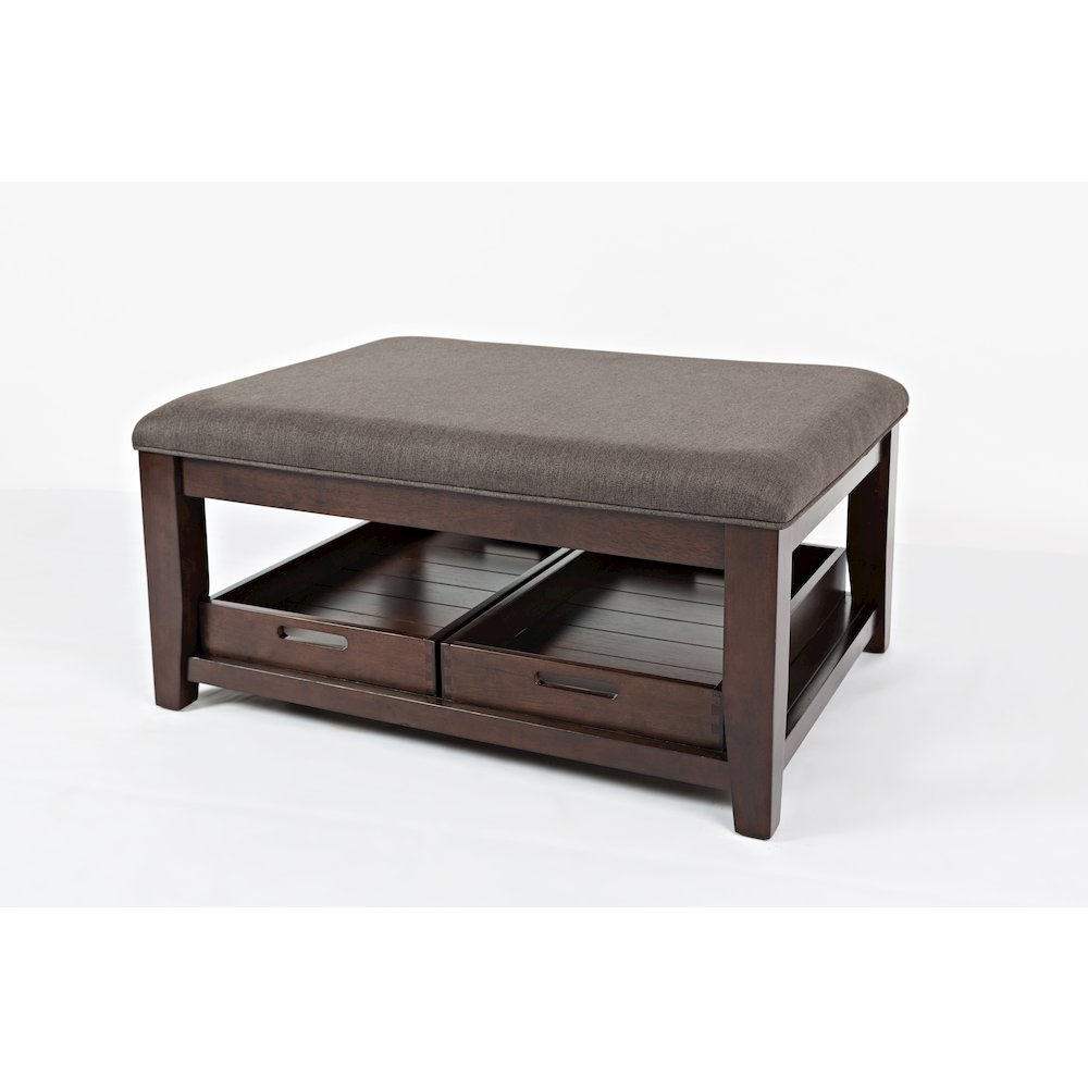 Twin Cities Contemporary Brown 38" Upholstered Ottoman Coffee Table. Picture 2