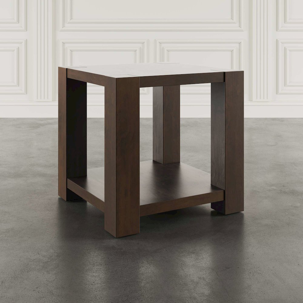 Brownstone 24" Transitional Modern Block-Frame Square End Table with Storage. Picture 8