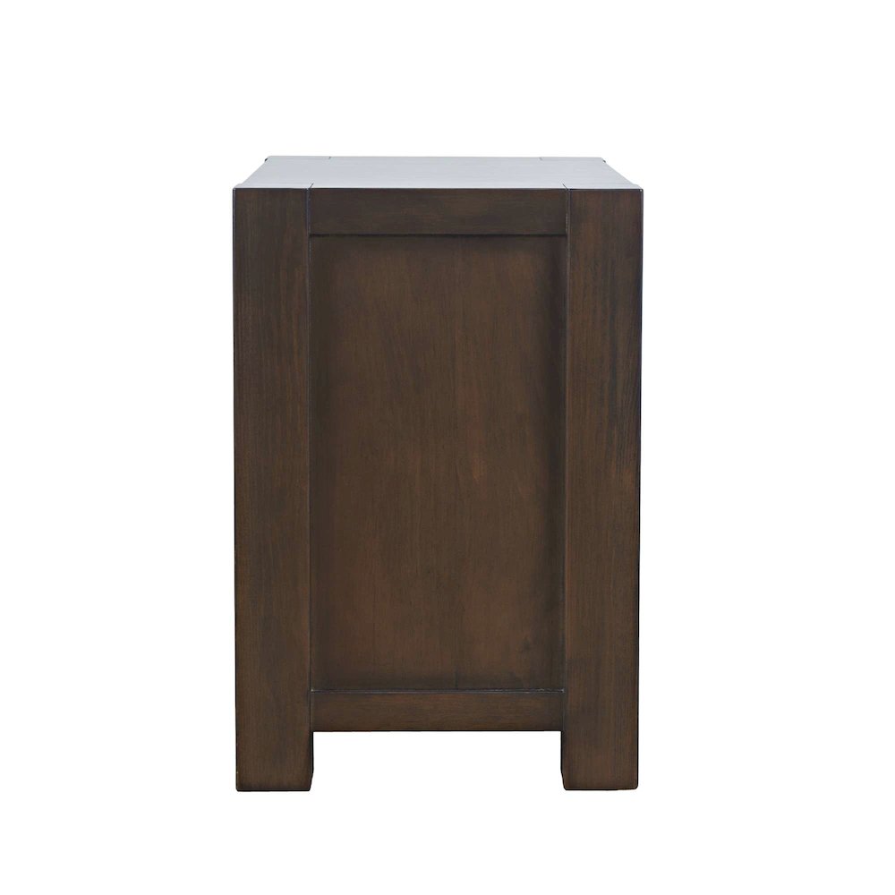 Brownstone Transitional Modern Block-Frame Chairside End Table, Storage Drawers. Picture 6